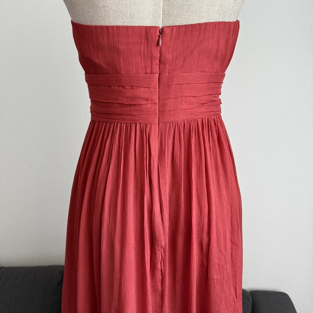 J.Crew Juliet Silk Strapless Dress Coral Pink Tiered Waist - Picture 4 of 8